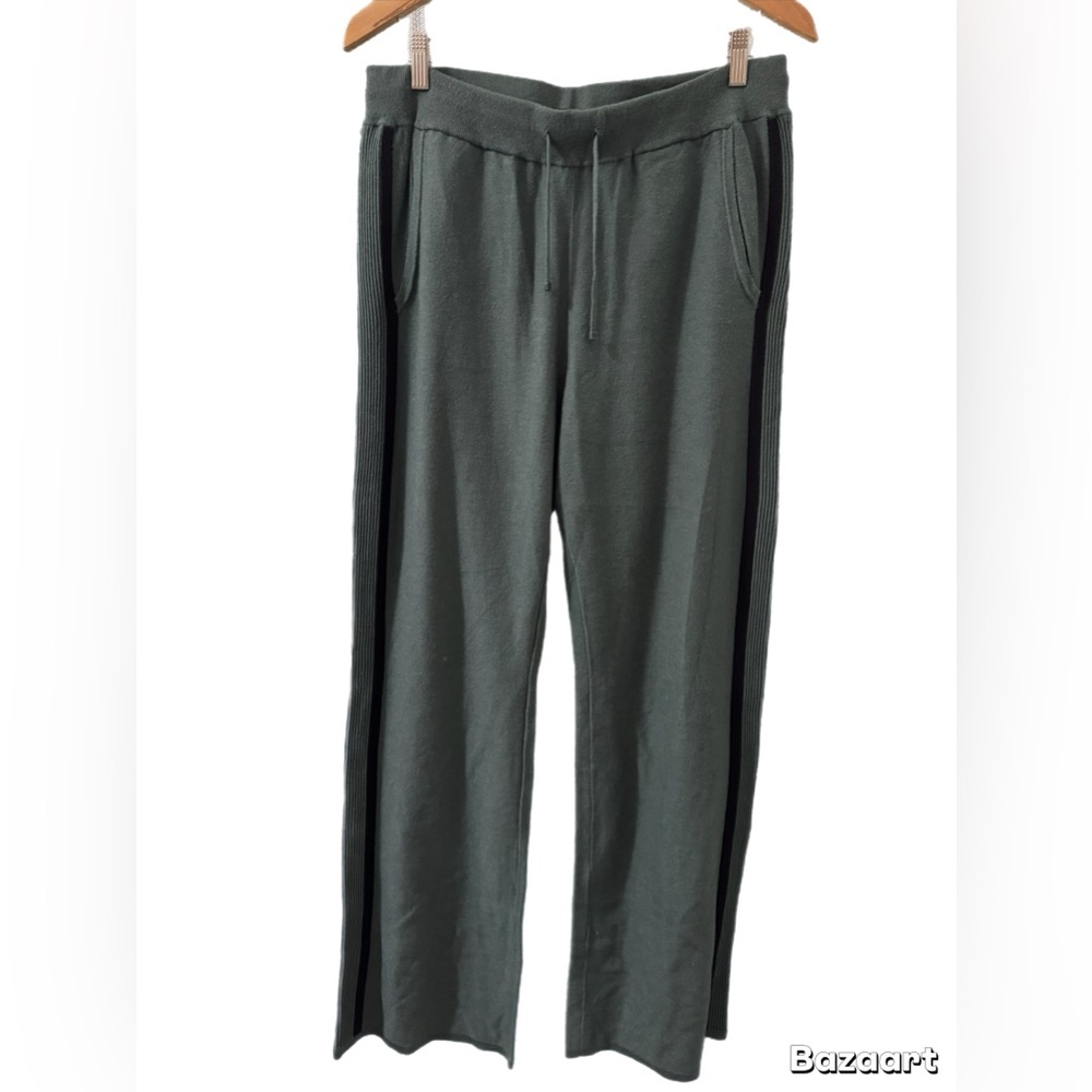 Blanc Noir Olive Joggers with Black Stripes
